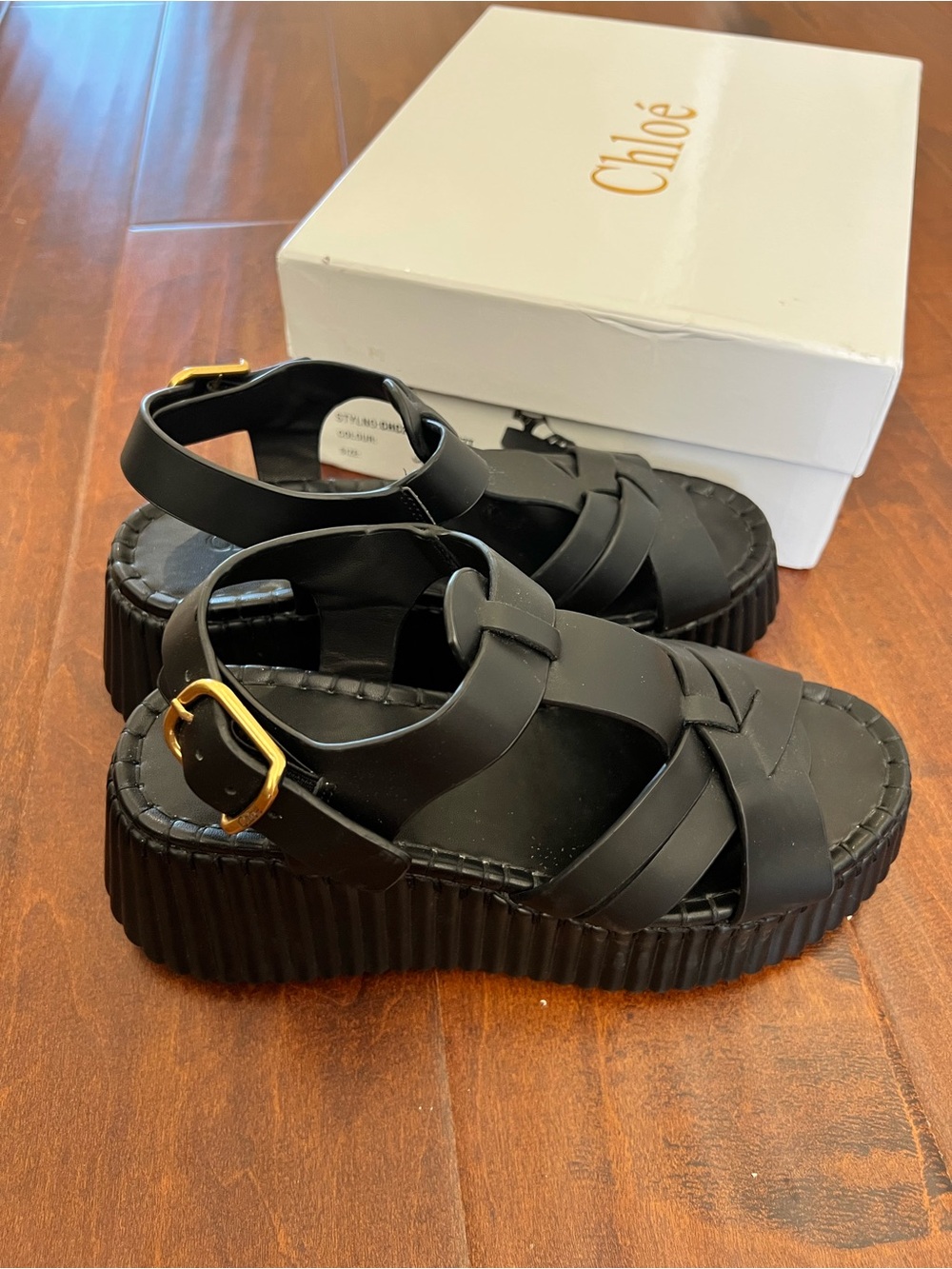 Black Leather Platform Fisherman Sandals